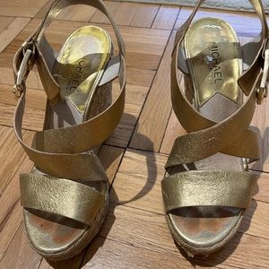 Michael Michael Kors gold wedge sandals
